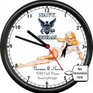 Personalized US Navy Veteran Your Name Ship Date Pinup Girl Gift Sign Wall Clock