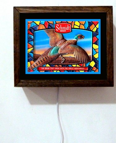 Schmidt Beer Pheasant Flying Bright Colors Hunting Hunter's Light Lighted Sign