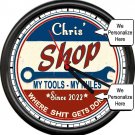 Personalized Your Name & Date Shop Building Garage Mechanic Gift Sign Wall Clock