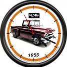 Licensed 1955 GMC Dark Red Stepside Pickup Truck General Motors Wall Clock