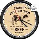 Butcher Shop Beef Cow Meat Cutter Store Personalized Name Gift Sign Wall Clock