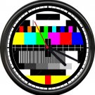 50's 60's Color Bar Late Night No Signal Screen After TV Show Sign Wall Clock