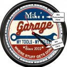Personalized Your Name & Date Garage Mechanic Tools Rules Gift Sign Wall Clock