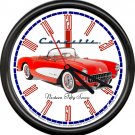Licensed 1957 Corvette Red & White  Convertible General Motors Sign Wall Clock