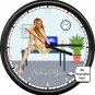 Personalized Your Name Home Office Pinup Girl Cute Redhead Sign Wall Clock