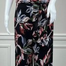 T Tahari Black Floral Wide Leg Jumpsuit Keyhole Front Tie Polyester Size XS