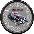 Licensed 1949 Chevy Sedan Black Vintage Chevrolet General Motors Wall Clock