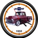 Licensed 1955 55 Chevy Dark Red Step Side Pickup Truck General Motors Wall Clock