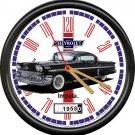 Licensed 1958 Impala Black 2 Door Sedan Chevrolet General Motors Sign Wall Clock