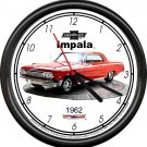 Licensed 1962 Red Impala 2 Door Auto Dealer General Motors Retro Sign Wall Clock