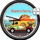 Personalized Taco Truck Mexican Food Restaurant Your Name Sign Wall Clock