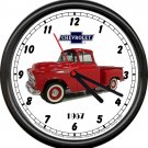 Licensed 1957 57 Chevy Dark Red Step Side Pickup Truck General Motors Wall Clock