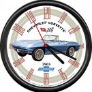 Licensed 1963 Blue Corvette Muscle Car General Motors Vintage Sign Wall Clock
