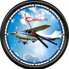 Cessna 172 Blue Aircraft Pilot Airplane Personal Aircraft Hangar Sign Wall Clock