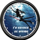 Female Scuba Diver Diving Wetsuit Certified Team Rather Be  Dive Sign Wall Clock