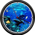 Scuba Divers In Wetsuit Mask Regulator Coral Reef Diving Gift Sign Wall Clock