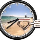 Personalized Heart Love Valentine Day Gift Beach Ocean Decor Sign Wall Clock