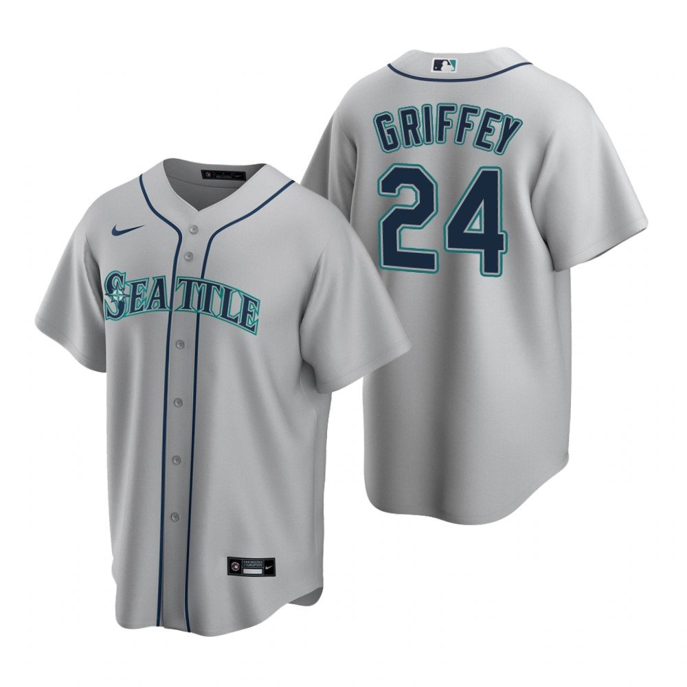 Men's #24 Ken Griffey Jr. Seattle Mariners Gray Road Stitched Jersey