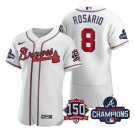 Men's #8 Eddie Rosario Atlanta Braves 2021 World Series Champions Jersey Stitched - White