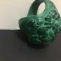 art deco Jade, green malachite Ingrid art glass basket, Schlevogt Pazourek