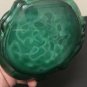 art deco Jade, green malachite Ingrid art glass basket, Schlevogt Pazourek