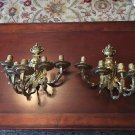 French Candelabra  wall sconce large Pair 5 Arm  Bronze