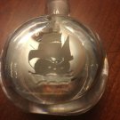 Perfume w/ stopper etched Sailboat  art glass,hand blown Orrefors