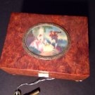 Key-wind Music Box 1800's Wood  with hand painted insert on top