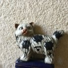 LARGE Gray bone china   MOTTLED CAT  With Great Expression