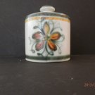 Covered Jar 1900-1940 Green French ceramic Hand painted , signed by PQE