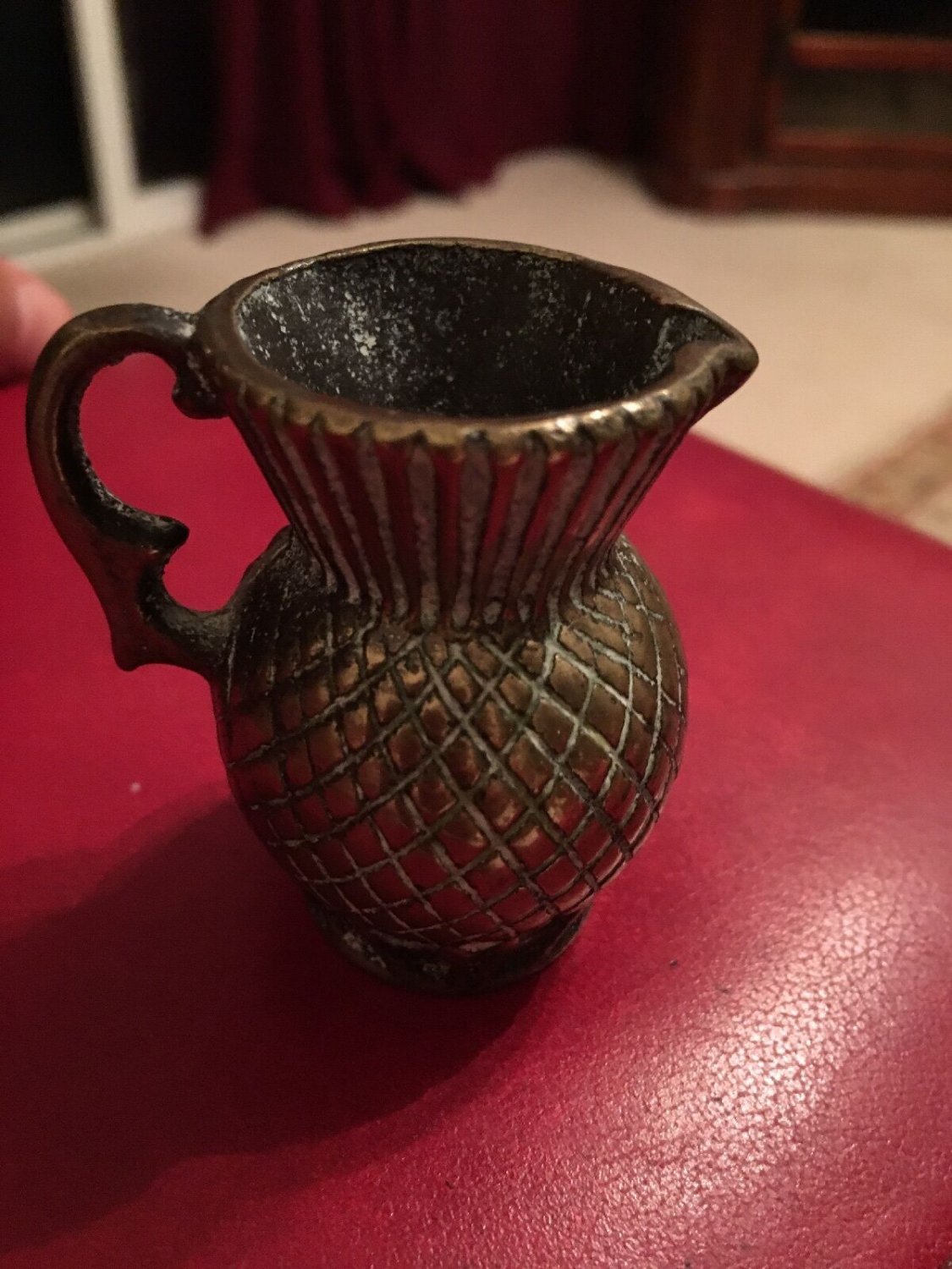 Mini Pitcher RARE Antique Bronze Metal Chinese look Marked Britain