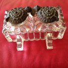 Inkwell Crystal Glass &  Iron Marked Tatum With Pen Holder mint