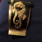 Kissing Seahorses Broach Gold Tone Onyx Bronze Hollie Ambrose Jewelry