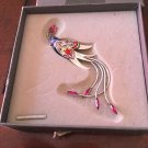 Vintage Sterling pin Daniel Swarovski Paris Crystal Bird Of Paradise RETIRED Box