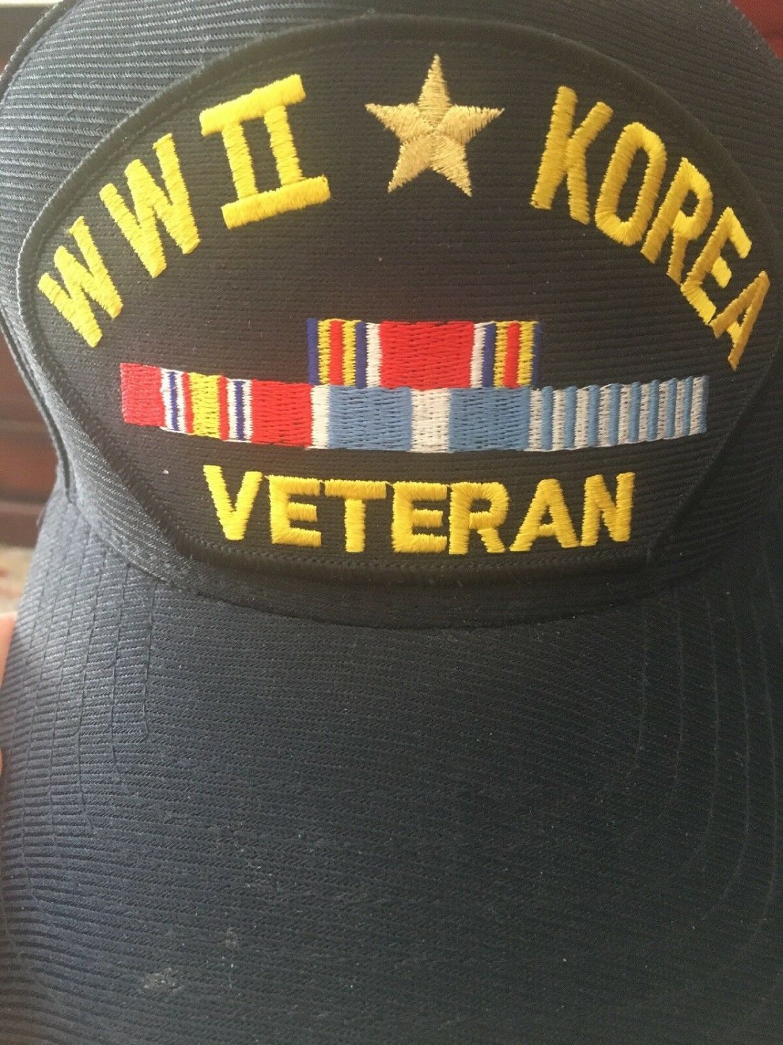 WW2 KOREA VETERAN USA Patch Black Snapback Baseball VTG Hat Granpa Cap