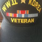 WW2 KOREA VETERAN USA Patch Black Snapback Baseball VTG Hat Granpa Cap