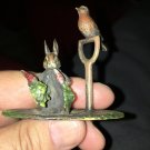 F. X. BERGMANN (1861-1936) Art Nouveau Polychrome BRONZE FIGURE Bunny & Bird