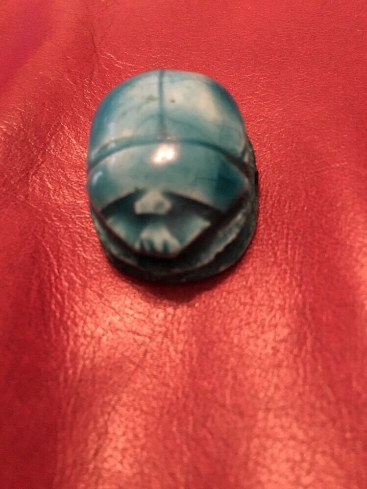 Glazed Stone Scarab (Signed Turquoise)