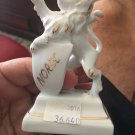 Porcelain Lion Figure With Shoe Shield Sculpture Romanian