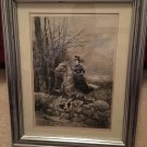 W H Shelton  Woman Horse Jumping With Dog Etching 1890’s