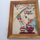 Native American Sand Art Original OAK BOX  New Mexico original Signed Yei