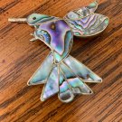 Alpaca Mexico Hummingbird Design Southwestern Onyx & Abalone Inlay Brooch Pin