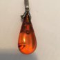 Sterling Silver Leaf attached to an Amber Pendant Baltic 1.25" Vintage