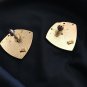 Vintage Signed VAL Green & Red Enamel Gold Tone Post Pierced Earrings