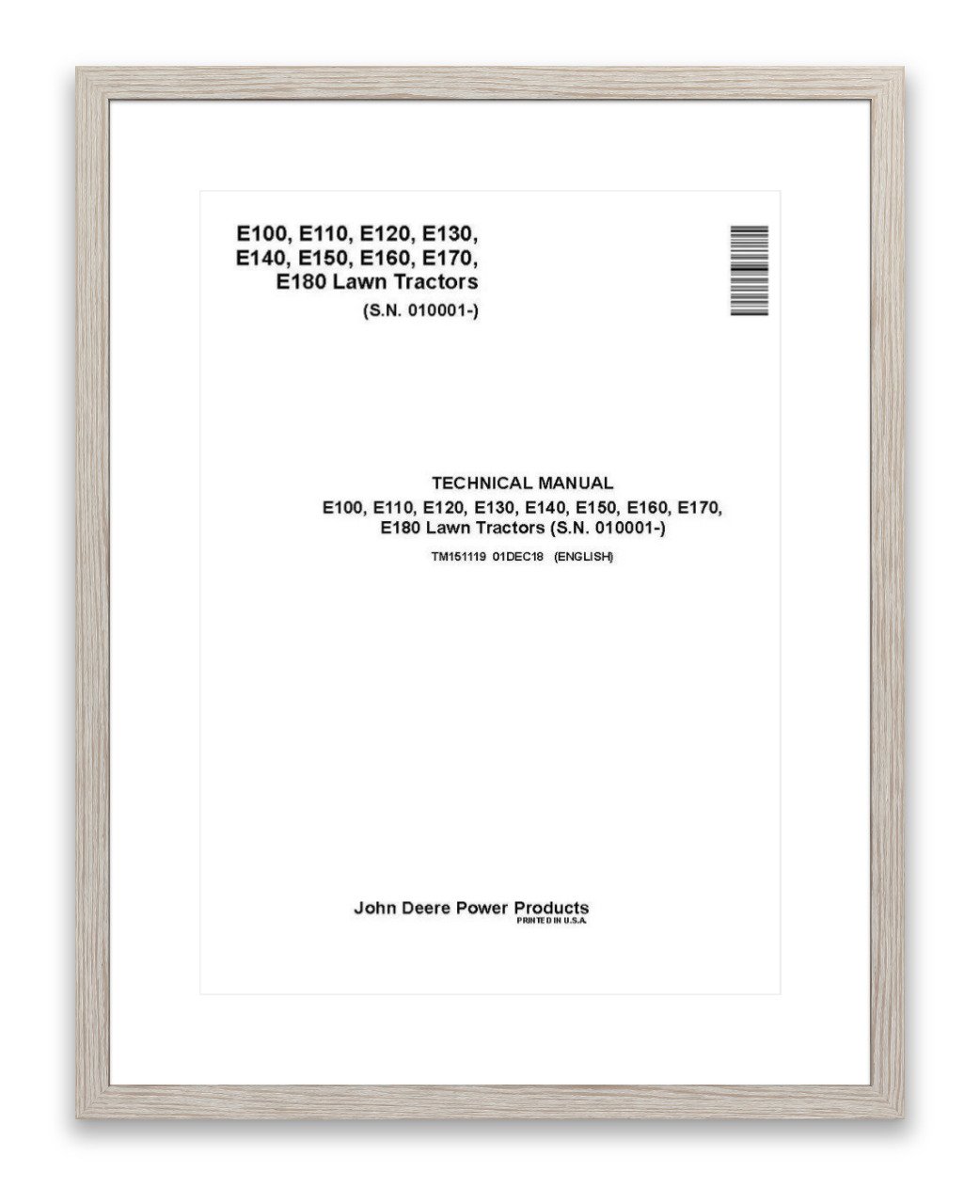 John Deere E100 E110 E120 E130 E140  Tractor Technical Manual TM151119