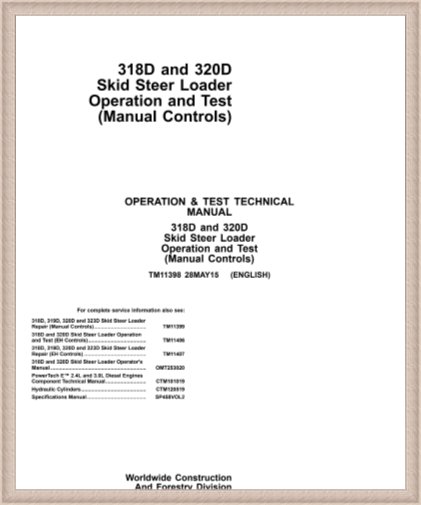 TM11398 John Deere 318d 320d Technical Manual