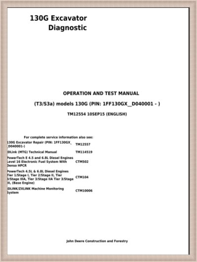 TM12554 John Deere 130G Technical Manual