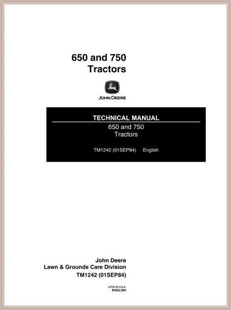 TM1242 John Deere 650 750 Technical Manual