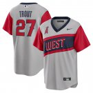 Men's Los Angeles Angels #27 Mike Trout Little League Classic Gray Jersey Cool Base Stitched