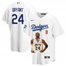 Men's Los Angeles Dodgers #8 #24 Kobe Bryant White Portrait Jersey WS Champions Stitched